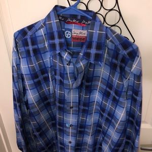 XL George Straight plaid blue, black, silver